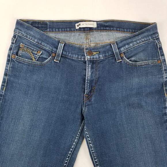 Levis 524 Jeans Size 11 Blue Too Superlow Bootcut Flare Dark Wash Stretch 90s - Picture 4 of 12